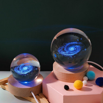 Φως νύχτας κρυστάλλινη μπάλα τρισδιάστατο ηλιακό σύστημα Planet LED φωτιστικό δωμάτιο κομοδίνο Νυχτερινό φωτιστικό Διακόσμηση σπιτιού Στολίδια επιφάνειας εργασίας Παιδικά δώρα