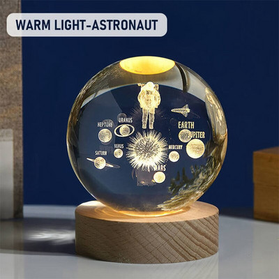 „Crystal Ball“ naktinis apšvietimas 3D saulės sistemos planeta LED šviestuvas kambarys prie lovos naktinis lempa Namų dekoravimas Stalinio kompiuterio papuošalai Vaikams Dovanos