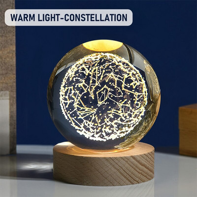 „Crystal Ball“ naktinis apšvietimas 3D saulės sistemos planeta LED šviestuvas kambarys prie lovos naktinis lempa Namų dekoravimas Stalinio kompiuterio papuošalai Vaikams Dovanos