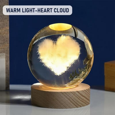 „Crystal Ball“ naktinis apšvietimas 3D saulės sistemos planeta LED šviestuvas kambarys prie lovos naktinis lempa Namų dekoravimas Stalinio kompiuterio papuošalai Vaikams Dovanos