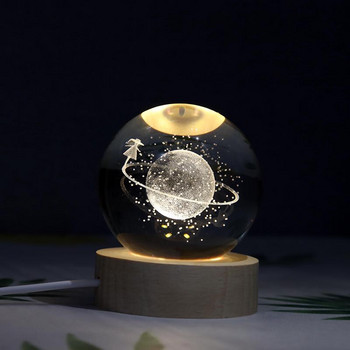 Νέα 60mm K9 Crystal Solar System Planet Globe 3D με λέιζερ χαραγμένη μπάλα Sun System με διακόπτη αφής LED Light Base Δώρα Αστρονομίας
