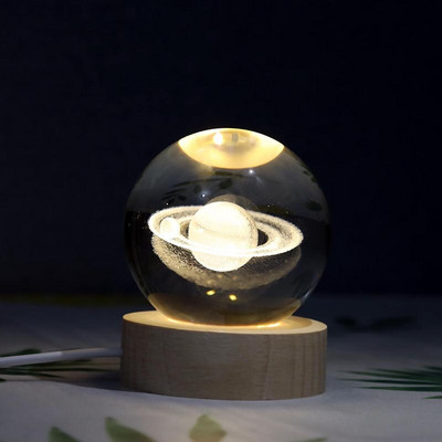 Új 60 mm-es K9 kristályos Naprendszer bolygógömb 3D lézergravírozott Naprendszer labda érintéskapcsolóval LED fénybázis csillagászati ajándékok