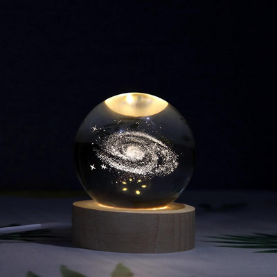Új 60 mm-es K9 kristályos Naprendszer bolygógömb 3D lézergravírozott Naprendszer labda érintéskapcsolóval LED fénybázis csillagászati ajándékok