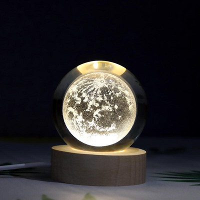 Új 60 mm-es K9 kristályos Naprendszer bolygógömb 3D lézergravírozott Naprendszer labda érintéskapcsolóval LED fénybázis csillagászati ajándékok