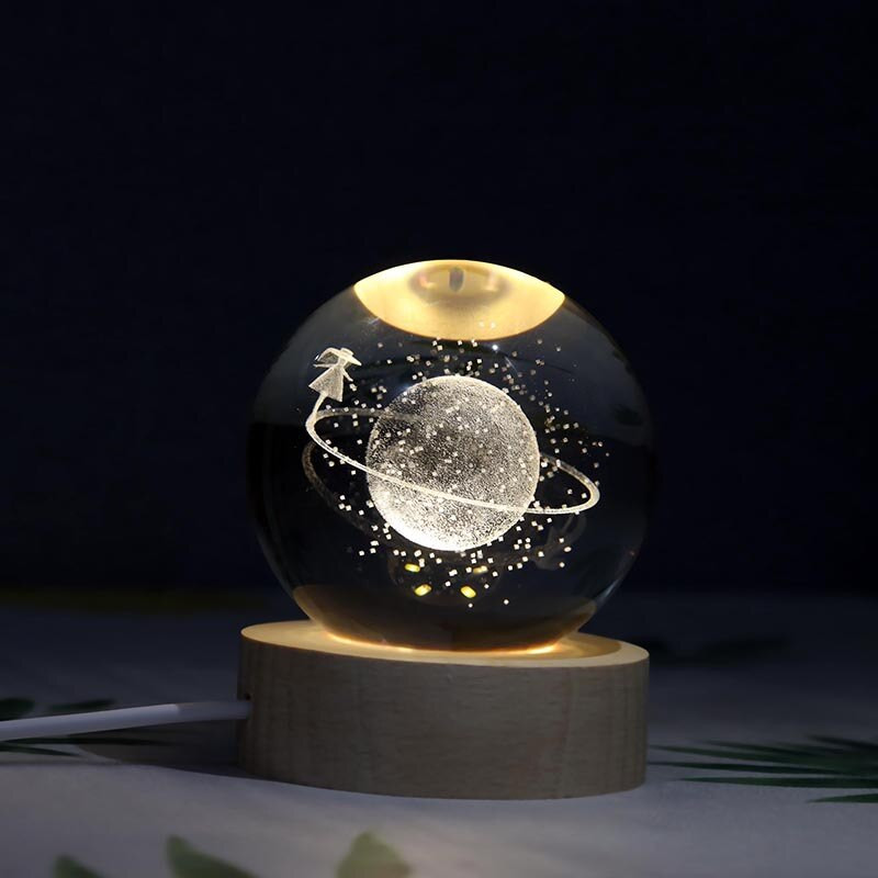 Új 60 mm-es K9 kristályos Naprendszer bolygógömb 3D lézergravírozott Naprendszer labda érintéskapcsolóval LED fénybázis csillagászati ajándékok