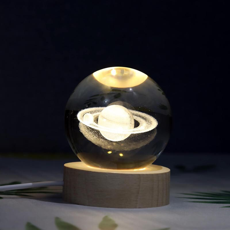 Új 60 mm-es K9 kristályos Naprendszer bolygógömb 3D lézergravírozott Naprendszer labda érintéskapcsolóval LED fénybázis csillagászati ajándékok