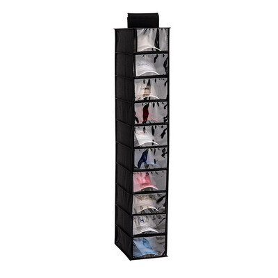 10 saci de depozitare agățate pe raft Dulap pentru pălărie și pantofi Suport organizator din pânză nețesă Suport pentru pălărie Afișaj organizator