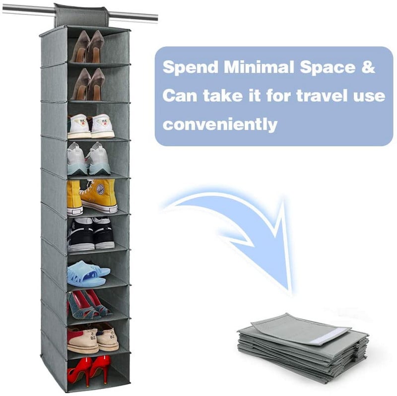 10 saci de depozitare agățate pe raft Dulap pentru pălărie și pantofi Suport organizator din pânză nețesă Suport pentru pălărie Afișaj organizator