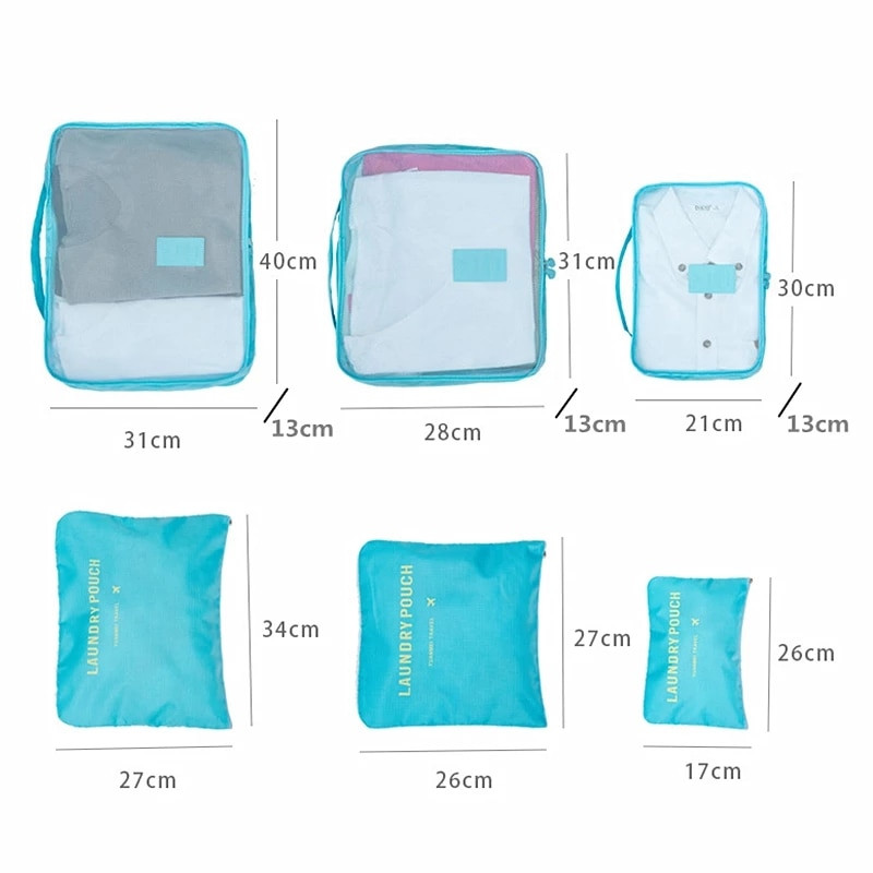 7 bucăți/set saci de depozitare a bagajelor de capacitate mare pentru ambalarea hainelor cub lenjerie de corp, cosmetice, organizator de călătorie, geantă pentru articole de toaletă