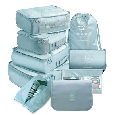 9 vnt/komplektas Didelės talpos bagažo saugojimo krepšiai, skirti pakuoti kubą drabužiams apatiniams rūbams Kosmetikos kelionių organizatorių krepšys tualeto reikmenų maišelis