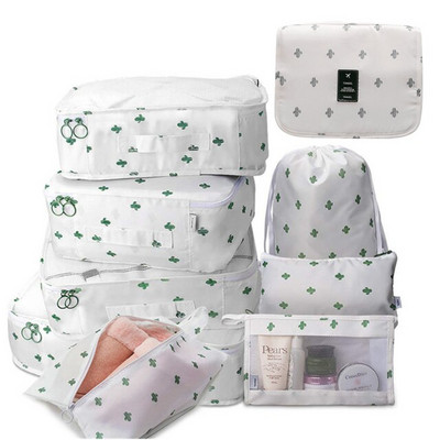 9 vnt/komplektas Didelės talpos bagažo saugojimo krepšiai, skirti pakuoti kubą drabužiams apatiniams rūbams Kosmetikos kelionių organizatorių krepšys tualeto reikmenų maišelis