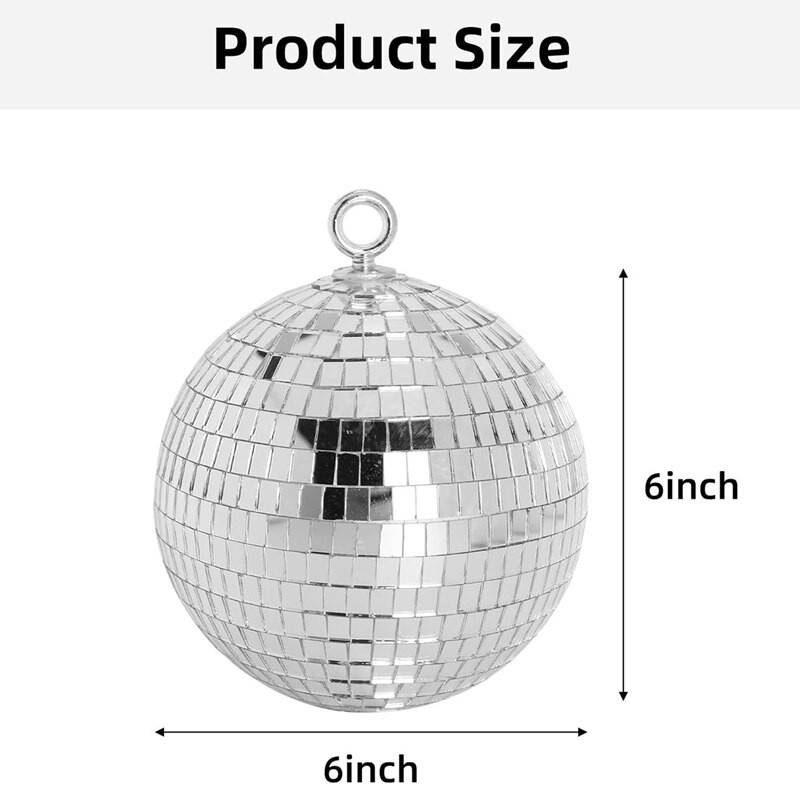 2 db Disco Light Mirror Ball, 6 hüvelykes színpadi fényvisszaverő bulitükör labda táncra, karácsonyra, házibuli díszekbe