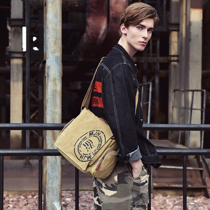 Vintage férfi Messenger táska férfi Kézitáska Vászon Váll postás Táska Férfi alkalmi Crossbody Printing Messenger táskák