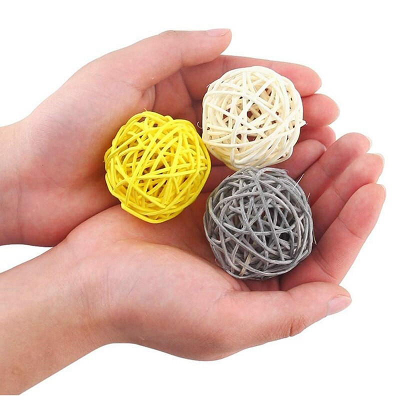 Rattan Ball, 48 DB 2 hüvelykes dekoratív golyók gömbök váza tálak töltőanyagai