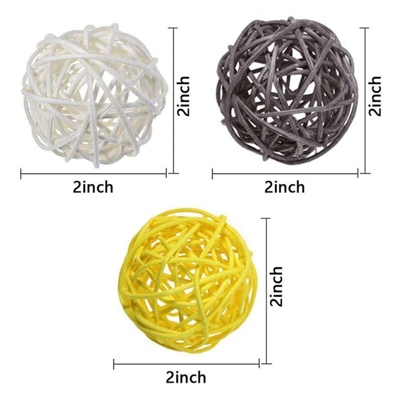 Rattan Ball, 48 DB 2 hüvelykes dekoratív golyók gömbök váza tálak töltőanyagai