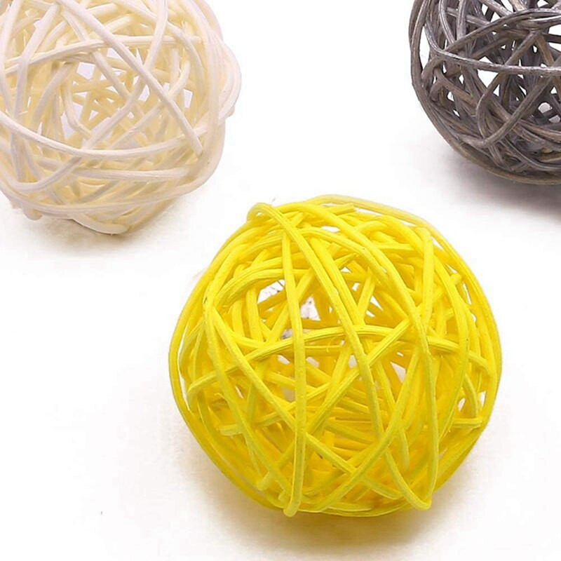 Rattan Ball, 48 DB 2 hüvelykes dekoratív golyók gömbök váza tálak töltőanyagai