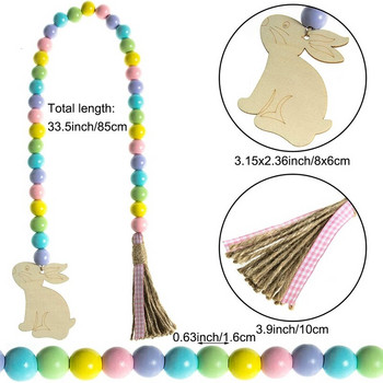 Πασχαλινή Ξύλινη Χάντρες Γιρλάντα Αγροικία Ρουστίκ Ανοιξιάτικες Χάντρες Γιρλάντα Προσευχής Boho Beads Αξεσουάρ Δίσκου σε επίπεδα για διακόσμηση σπιτιού
