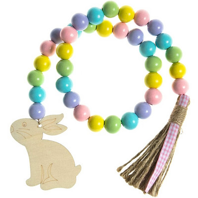 Uskršnji vijenac od drvenih perli Seoska kuća Rustikalni vijenac od proljetnih perli Prayer Boho perle Dodatak za poslužavnik na više razina za uređenje doma