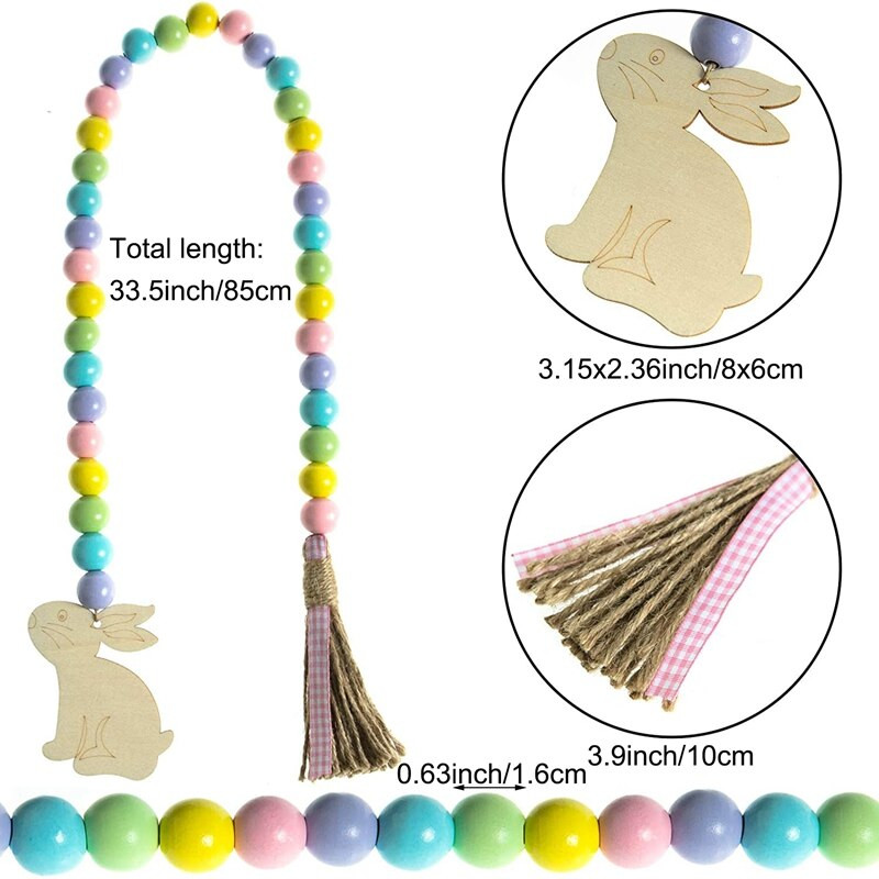 Uskršnji vijenac od drvenih perli Seoska kuća Rustikalni vijenac od proljetnih perli Prayer Boho perle Dodatak za poslužavnik na više razina za uređenje doma