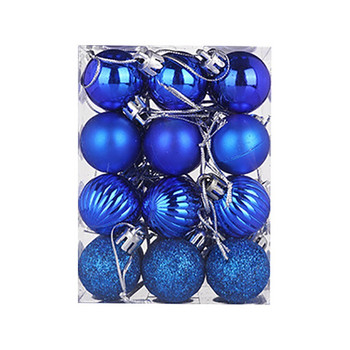 24PCS Коледни орнаменти за Коледа Украси за коледно дърво Топки Декор Лека пластмасова топка Висящи топки Орнаменти Подарък 30MM