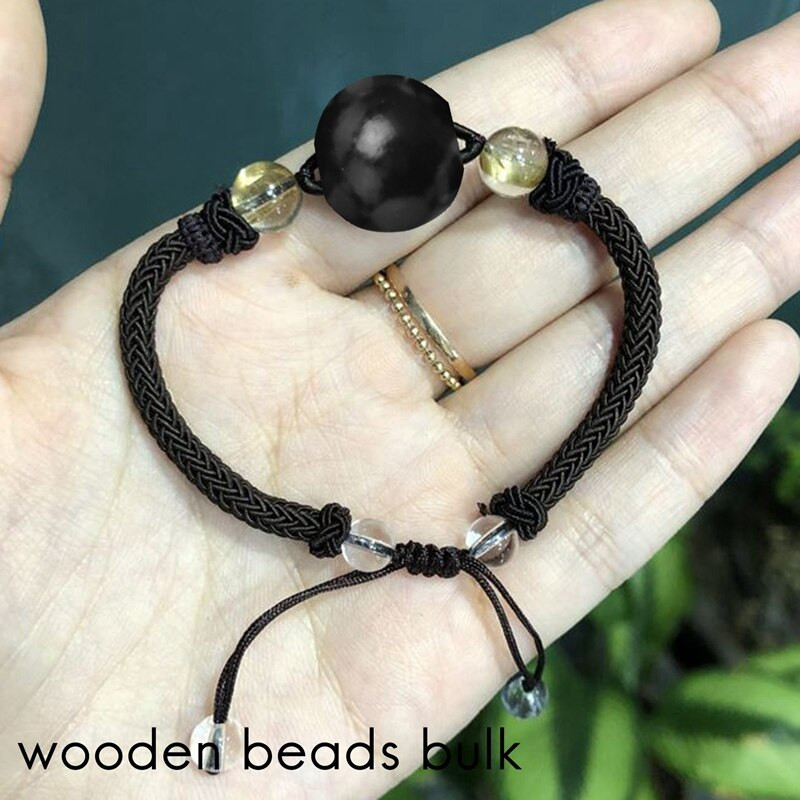 240 vnt. Juodai balti languoti mediniai karoliukai Farmhouse Buffalo Checked Print Mediniai karoliukai Spalvoti natūralūs karoliukai su kanapių virve