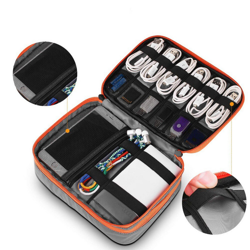 USB töltő fülhallgató vezetékes merevlemez tok utazókábel táska kütyüszervező táska Power Bank Ipad-hez