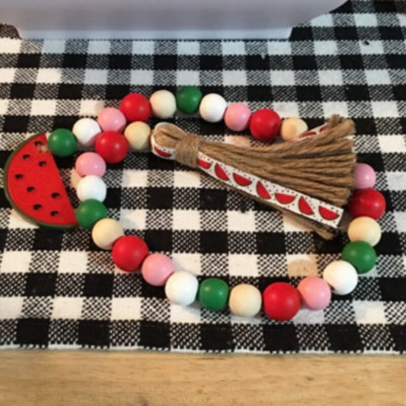 200 bucăți 16 mm mărgele din lemn de Crăciun Set de mărgele din lemn colorate cu șnur lung de 10 m pentru artizanat decorațiuni de Crăciun