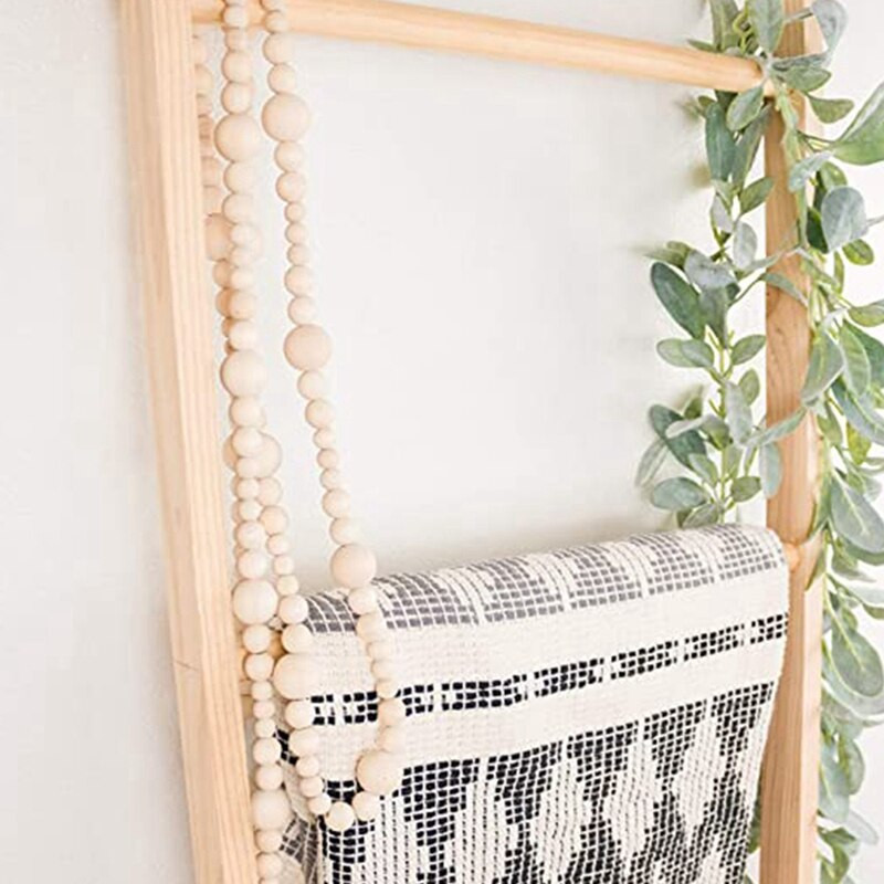 7Ft medinis karoliukas girlianda Farmhouse Namų dekoras Šalis Natūrali šventė Kalėdų eglutė Mantelio sienoje kabantys maldos karoliukai