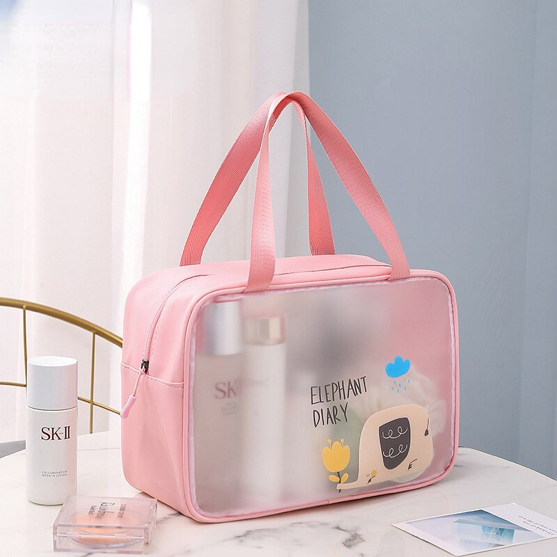 Új rajzfilm PVC kozmetikai táska átlátszó kozmetikai tárolótáska hordozható vízálló aranyos sminktáska kis cipzáras táskák fürdőszoba