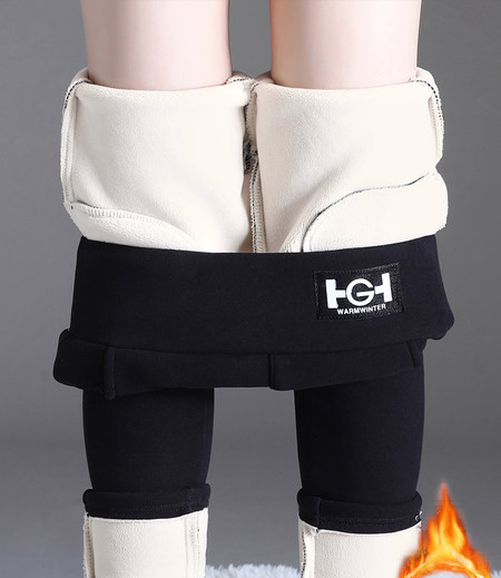 Moteriški šiuolaikiški antblauzdžiai aukštu juosmeniu ir logotipu – su šiltu pamušalu