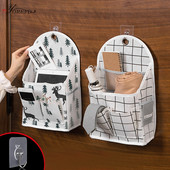 OYOREFD prie sienos montuojamas daugiafunkcis vandeniui atsparus krepšio laikiklis Medvilninis lininis tualeto reikmenų krepšys Namuose pakabinamas laikymo krepšio kambario organizatorius