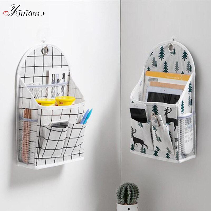 OYOREFD prie sienos montuojamas daugiafunkcis vandeniui atsparus krepšio laikiklis Medvilninis lininis tualeto reikmenų krepšys Namuose pakabinamas laikymo krepšio kambario organizatorius