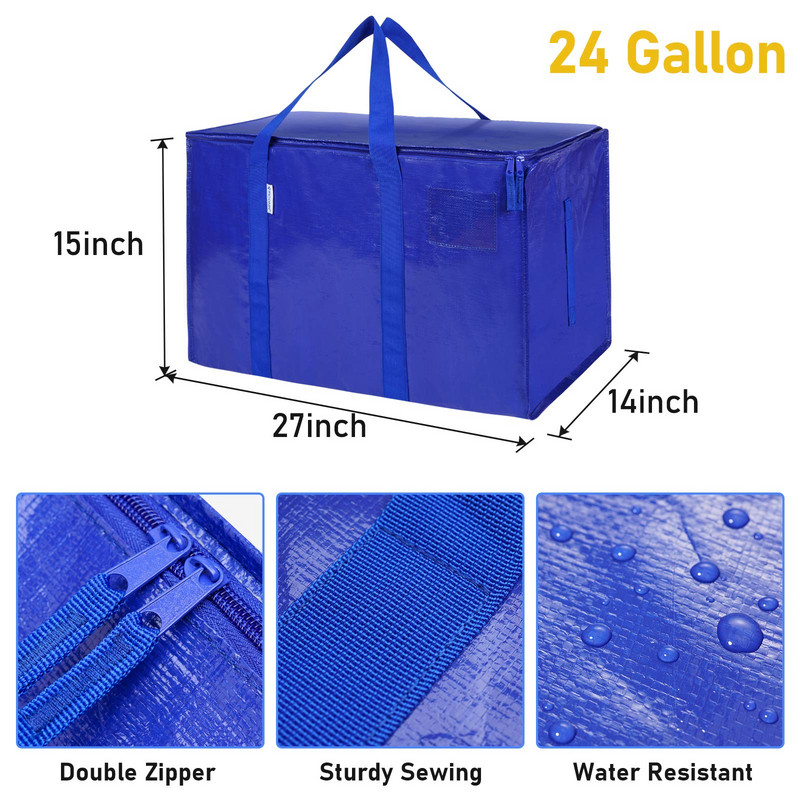 Genți de depozitare foarte mari, cu fermoare și mânere, impermeabile, deplasabile, reutilizabile, geantă de rufe, geantă de cumpărături de tip boutique