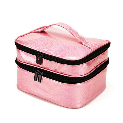 Illóolaj tároló táska, hordozható utazó, kétrétegű, 30 rácsos körömlakk sminkecset tárolódobozszervező