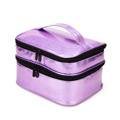 Illóolaj tároló táska, hordozható utazó, kétrétegű, 30 rácsos körömlakk sminkecset tárolódobozszervező