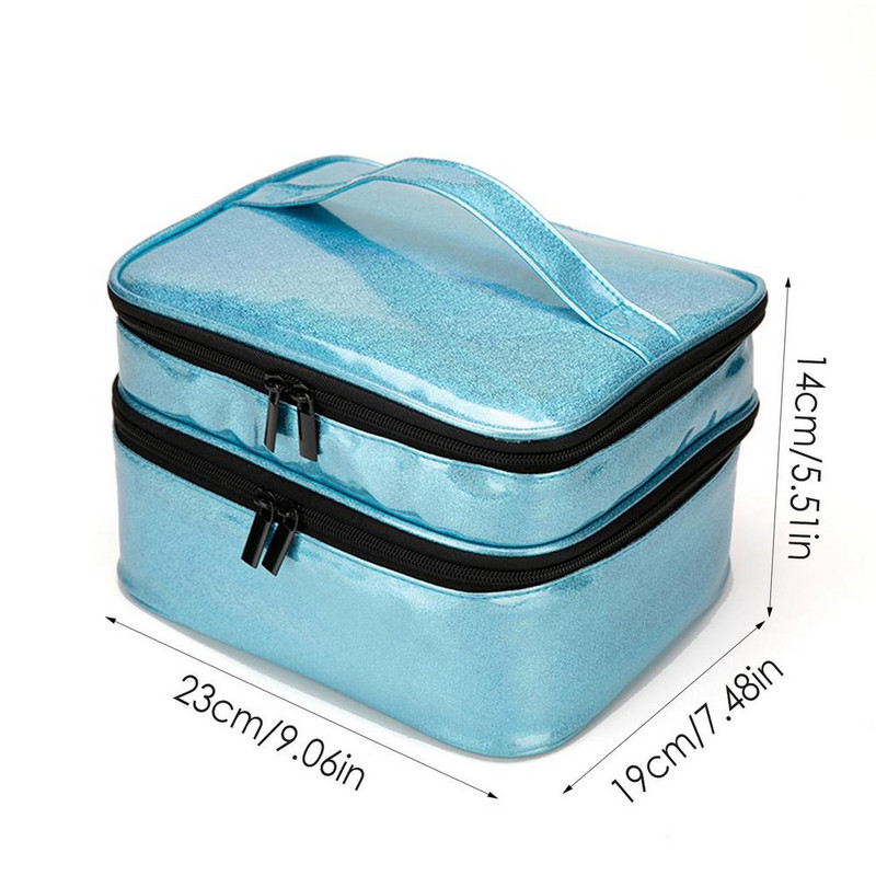 Illóolaj tároló táska, hordozható utazó, kétrétegű, 30 rácsos körömlakk sminkecset tárolódobozszervező