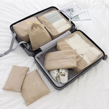 Комплект от 7 части Органайзер за пътуване Чанти за съхранение Куфар Опаковъчен комплект Калъфи за съхранение Преносим органайзер за багаж Дрехи Подредена торбичка