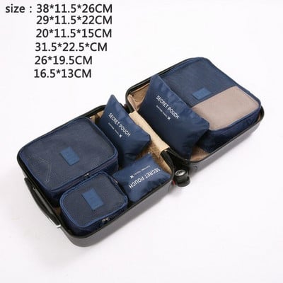 7 gabalu komplekts Ceļojumu organizators Glabāšanas somas Čemodāns Iepakošanas komplekts Uzglabāšanas somas Pārnēsājamas Bagāžas Organizators Apģērbi Apavi Sakārtots Maciņš