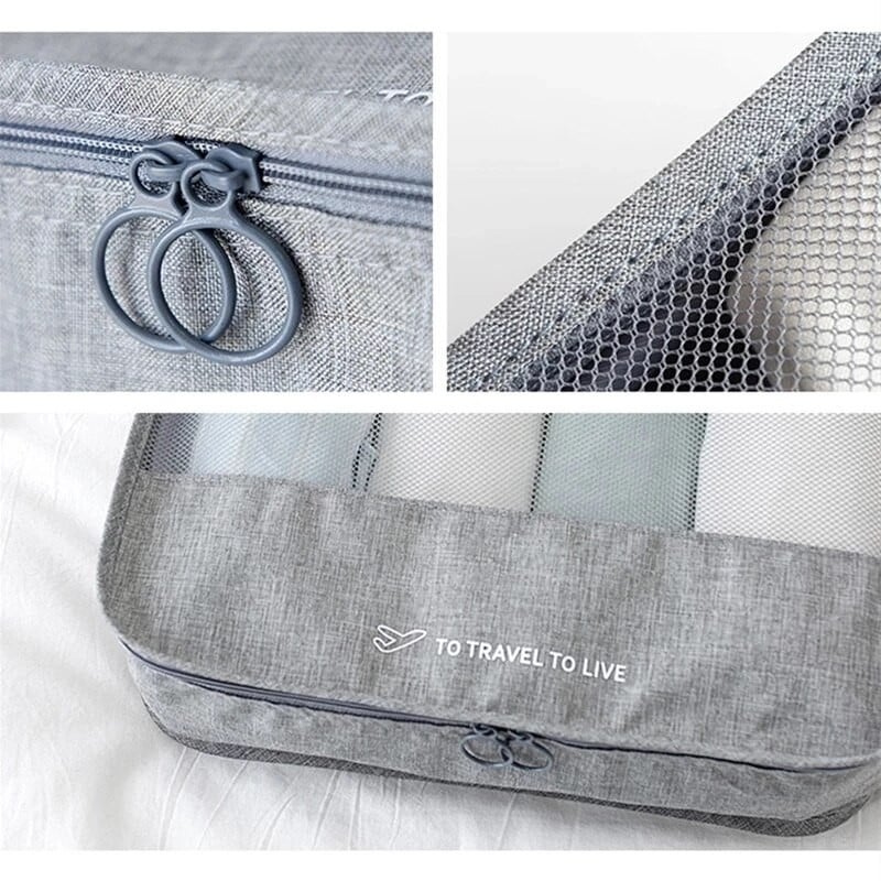 7 gabalu komplekts Ceļojumu organizators Glabāšanas somas Čemodāns Iepakošanas komplekts Uzglabāšanas somas Pārnēsājamas Bagāžas Organizators Apģērbi Apavi Sakārtots Maciņš