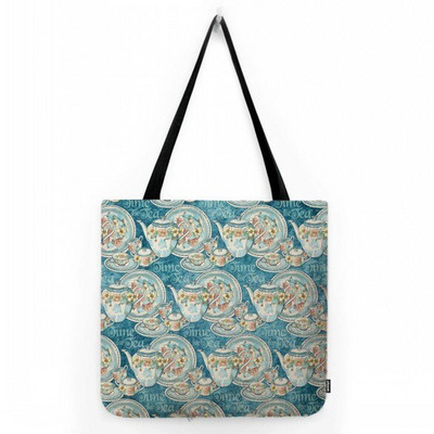 Prekrasna slatka crtana Alisa u zemlji čudesa Čajanka Dječja školska torba za rame Vodootporna pamučna lanena velika torba