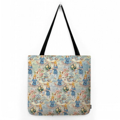 Prekrasna slatka crtana Alisa u zemlji čudesa Čajanka Dječja školska torba za rame Vodootporna pamučna lanena velika torba