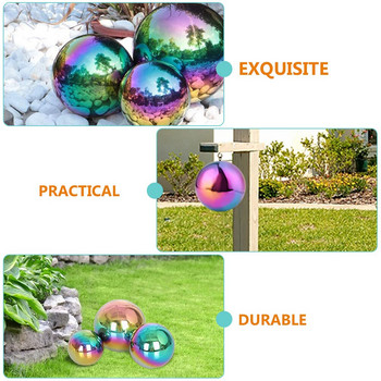 Garden Gazing Sphere Καθρέφτης Κοίλος Εξωτερικός Χάλυβας από ανοξείδωτο ατσάλι Globerreflectiveclearance Διακοσμήσεις Rainbow Polished Shiny Decor