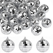 AT35 30 DB Disco Mirror Balls 2 hüvelykes fényvisszaverő tükörgolyó akasztós labda karácsonyfaparti otthoni dekorációhoz