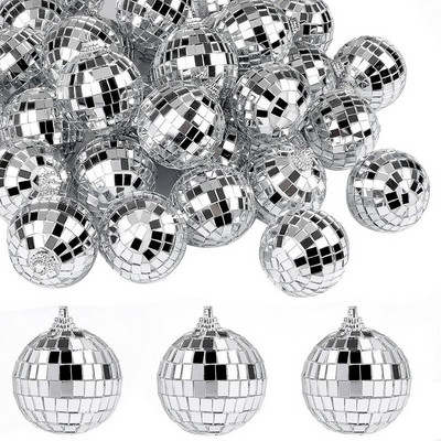 AT35 30 DB Disco Mirror Balls 2 hüvelykes fényvisszaverő tükörgolyó akasztós labda karácsonyfaparti otthoni dekorációhoz