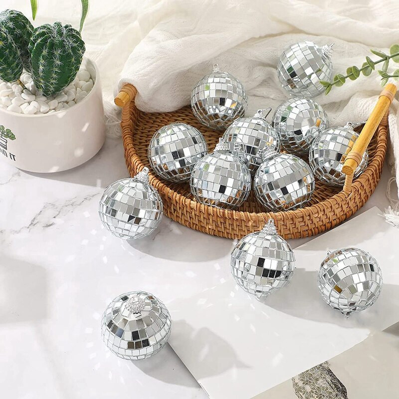 AT35 30 DB Disco Mirror Balls 2 hüvelykes fényvisszaverő tükörgolyó akasztós labda karácsonyfaparti otthoni dekorációhoz
