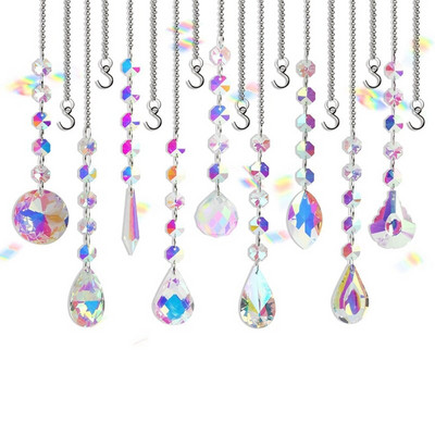 Цветен Crystal Suncatcher - 9PCS Висящи Crystal Suncatcher с верижка за Windows Призма Топка Висулка Дъга