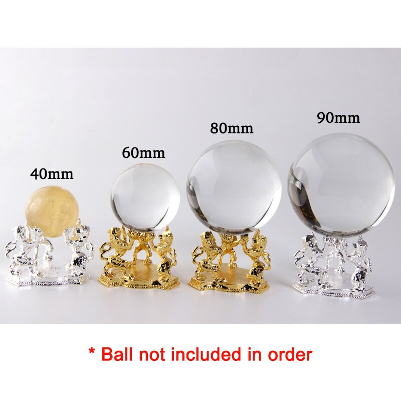 Fém oroszlán kijelzőállvány kristályüveg lencsék golyós jóslás fényképezéshez Lensball Base 60 80 100mm Magic Sphere Globe tartó