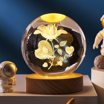 Κρυστάλλινη μπάλα τρισδιάστατοι πλανήτες χαραγμένοι με λέιζερ Μοντέλο νυχτερινό φωτιστικό Διακόσμηση επιτραπέζιου σπιτιού Διακόσμηση σπιτιού Δημιουργικό χριστουγεννιάτικο δώρο για παιδιά