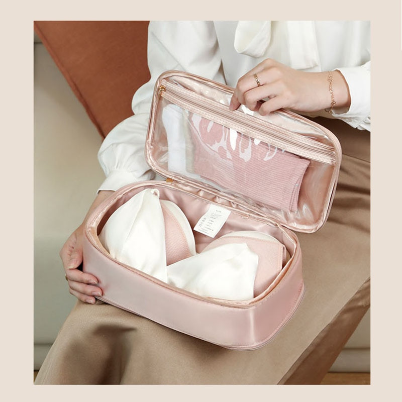 Φορητή τσάντα ταξιδιού Organizer Κάλτσες διπλής στρώσης Εσώρουχα Κουτί αποθήκευσης ρούχων Γυναικεία αδιάβροχη τσάντα περιποίησης Αξεσουάρ ταξιδιού