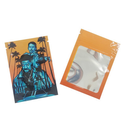 7x10cm 3.5g 1oz Geantă cu fermoar pentru fereastră transparentă pentru CBD Gummy Candy Bear Flavor Flower uscată pentru vânzare cu amănuntul Pungi imprimate